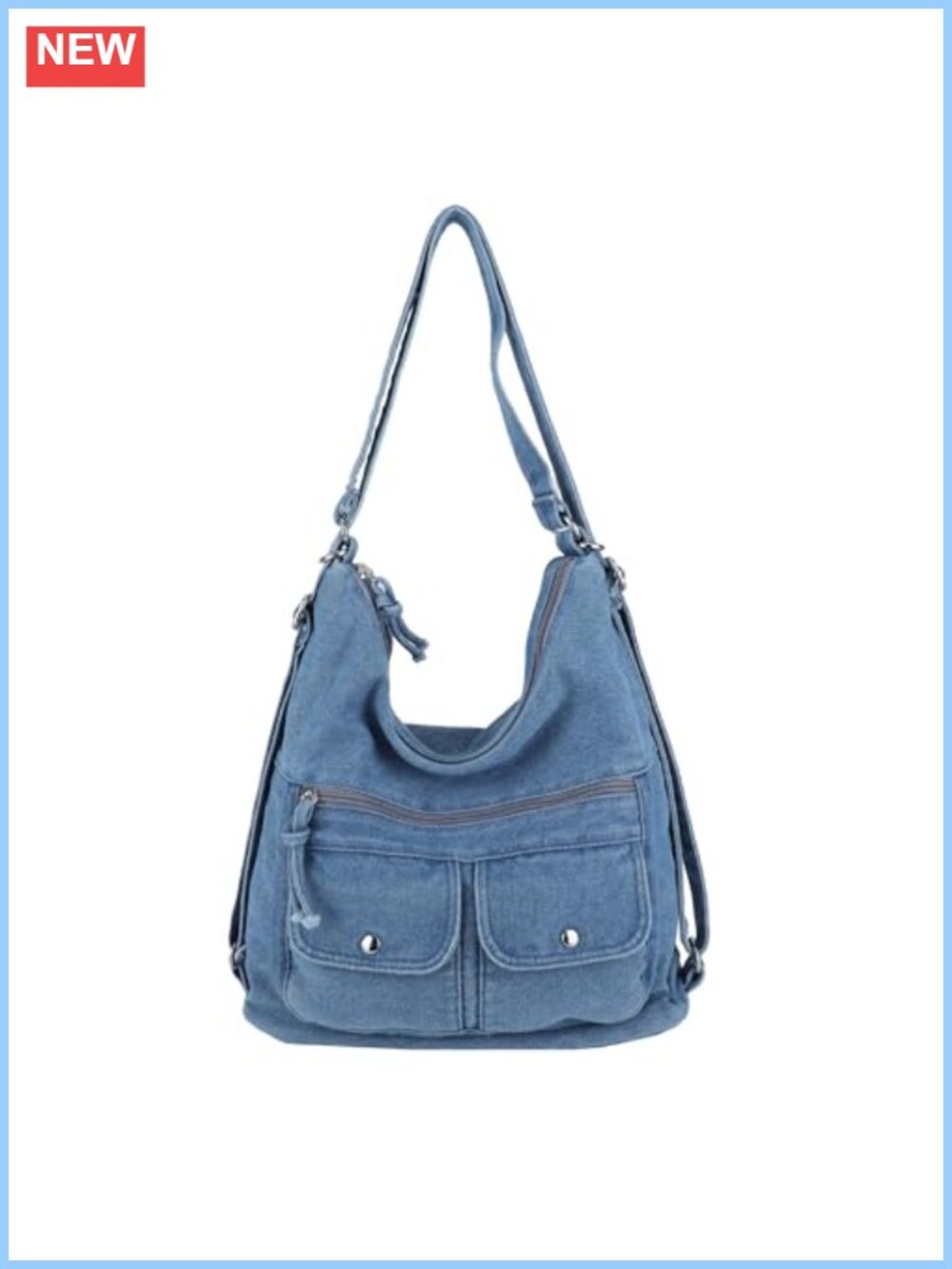 4-in-1 Convertible Denim Crossbody Bag for Women Y2K Vintage Hobo Purse